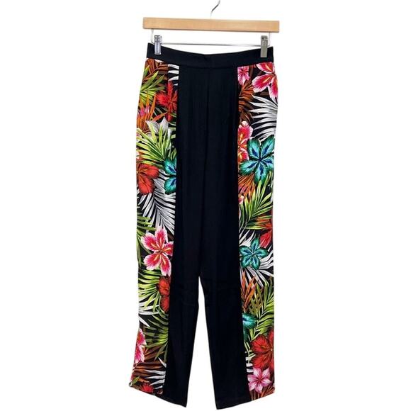 Line & Dot Tropical Floral/Leaf Silk Tapered Leg Cropped Pants size XS NWT - Picture 3 of 8